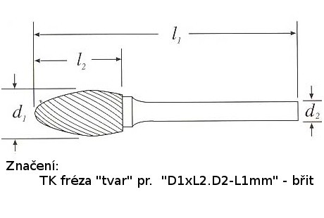 Tvrdokovová fréza eliptická, 3x5,5-50mm,st.3mm, břit 6